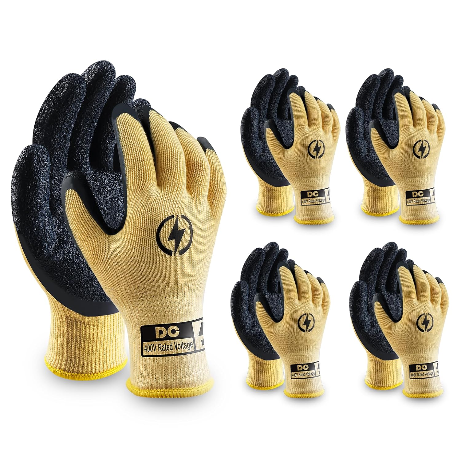 5 Pairs Insulated Electrician Gloves for Safe Electrical Work