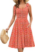 Kranda Women Summer Fall Ruched Midi Dress with Pockets