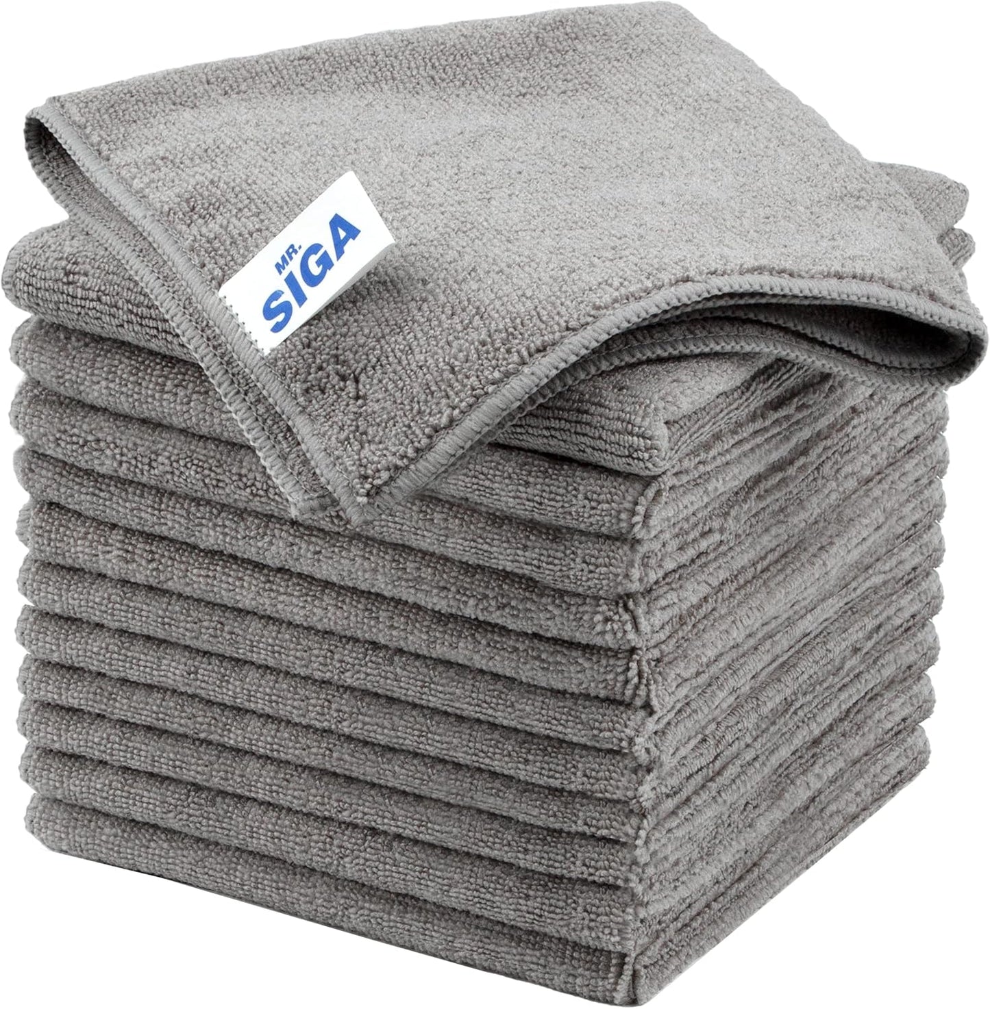 MR.SIGA Microfiber Towels - 12 Pack, Streak-Free Cleaning, 32x32cm