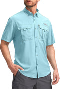 Pudolla Men's Fishing Shirts Short Sleeve UPF50+ - Lightweight Summer