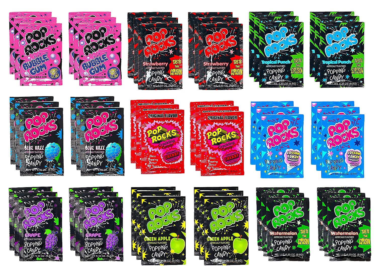 Pop Rocks Crackling Candy Variety Pack of 54 Flavors Fun