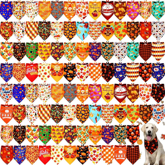 100 Pcs Fall Dog Bandanas for X-Large Dogs Thanksgiving Fun
