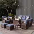 LayinSun 10 Pieces Outdoor Patio Furniture Set with Fire Pit