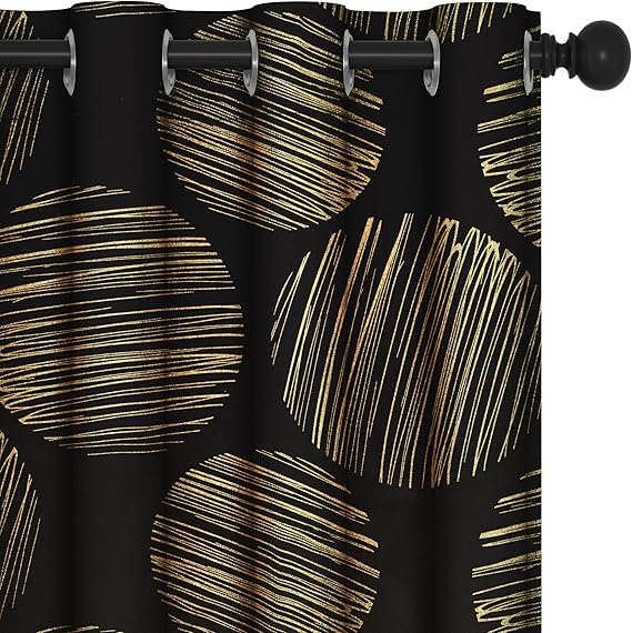 Deconovo Black Blackout Curtains for Kitchen and Nursery Use