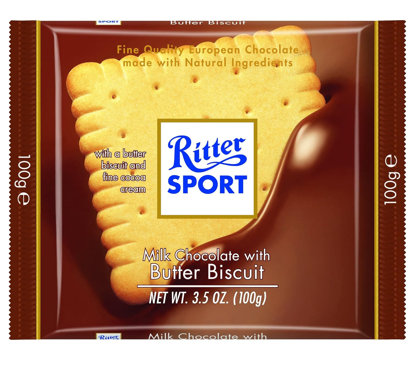Ritter Sport Milk Chocolate with Butter Biscuit 3.5-Ounce Bars