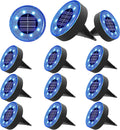 Solar Ground Lights 12 Pack - Blue 8 LED IP68 Pathway Lights