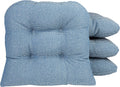 U-Shaped Non-Slip Dining Chair Cushions 15x15 in - Slub Wedge Blue