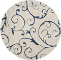 SAFAVIEH Florida Shag Collection 4ft Round Cream/Blue Area Rug