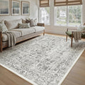 Black Area Rug 5x7 Machine Washable Vintage Living Room Carpet