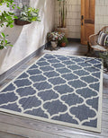 Adiva Rugs Outdoor Indoor Area Rug, Weather Resistant Navy Weiss 5ft x