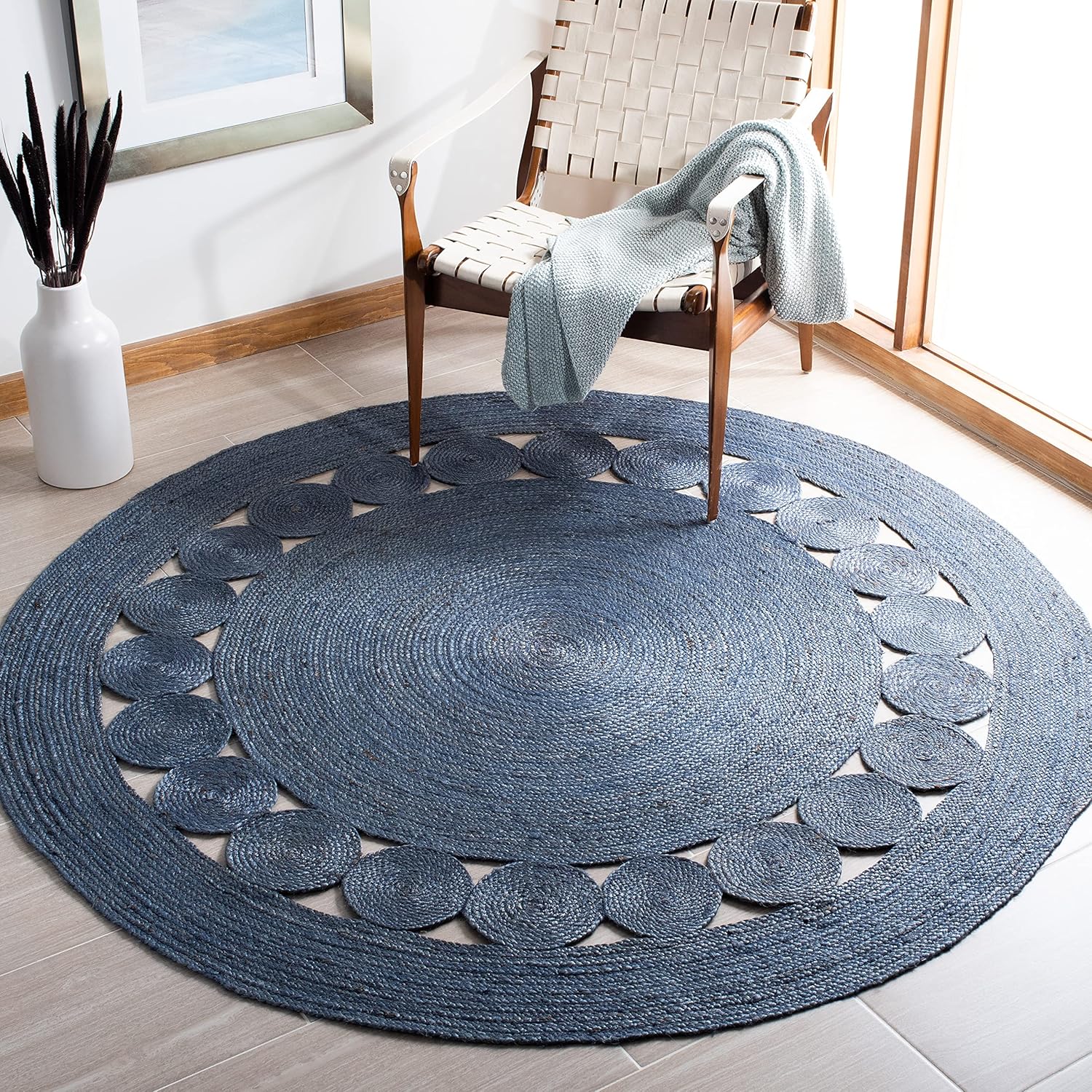 Handmade Jute Area Rug 6ft Round - Natural Fiber Collection
