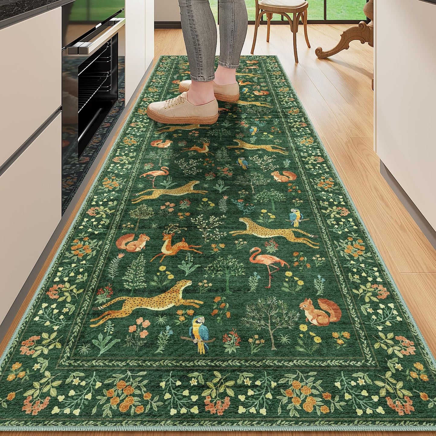 DUKINO 2.6x8 Washable Kitchen Runner Rug with Non Slip Backing