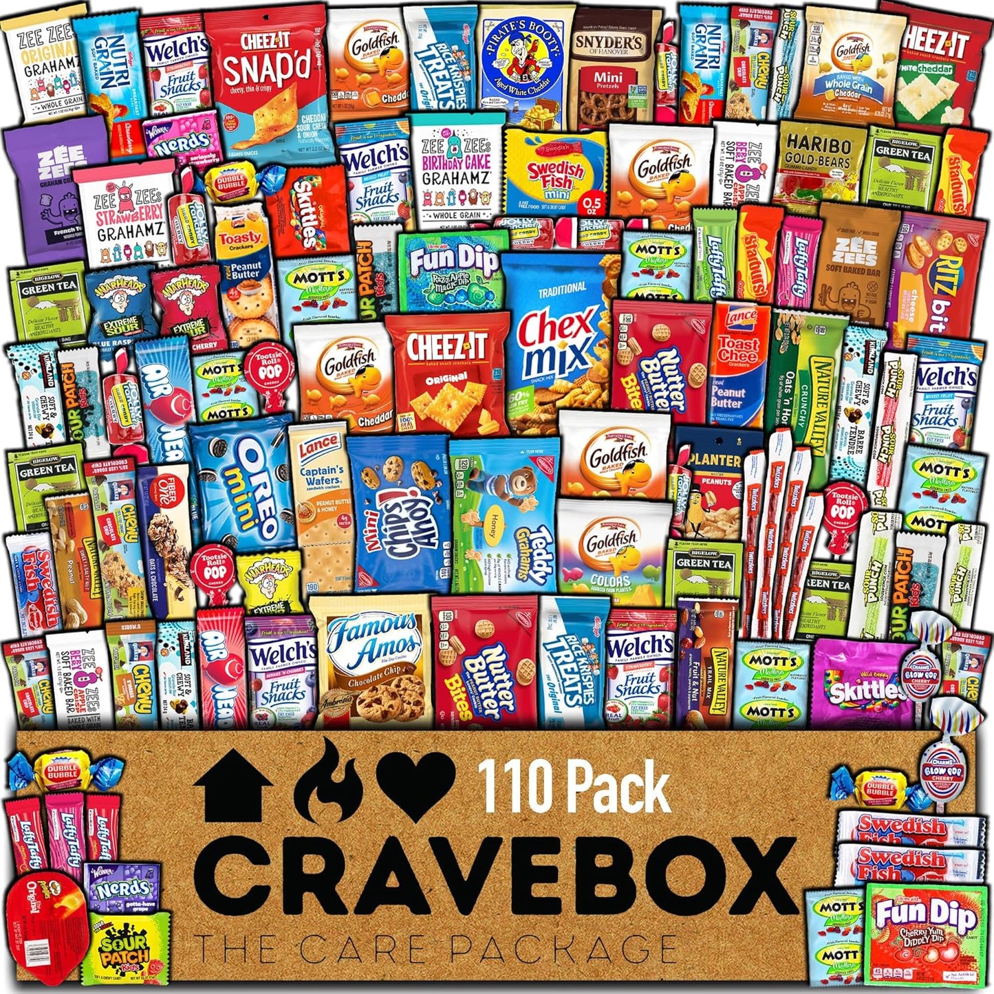 CRAVEBOX 110ct Snack Box Variety Pack for Every Occasion