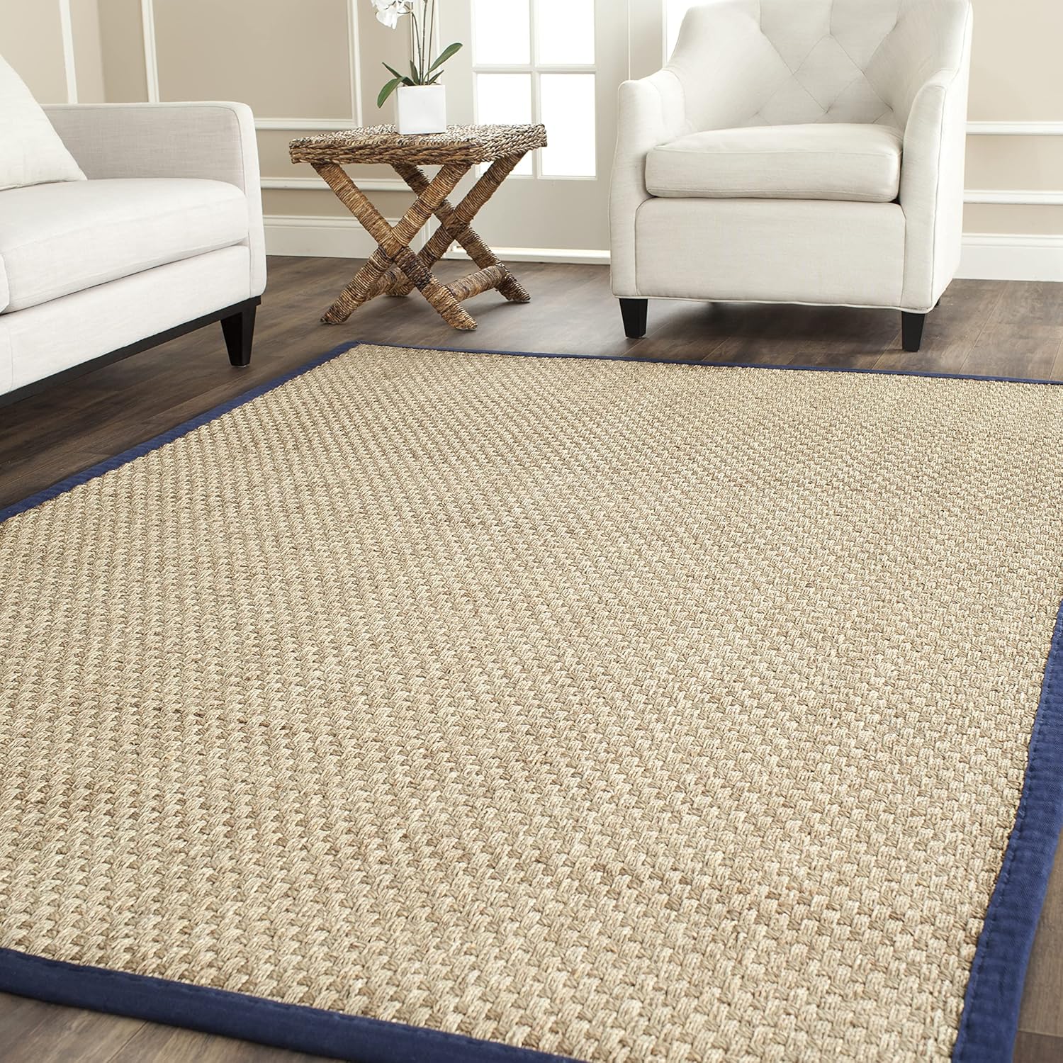 Natural Fiber Area Rug 8x10 - Seagrass Basketweave Design