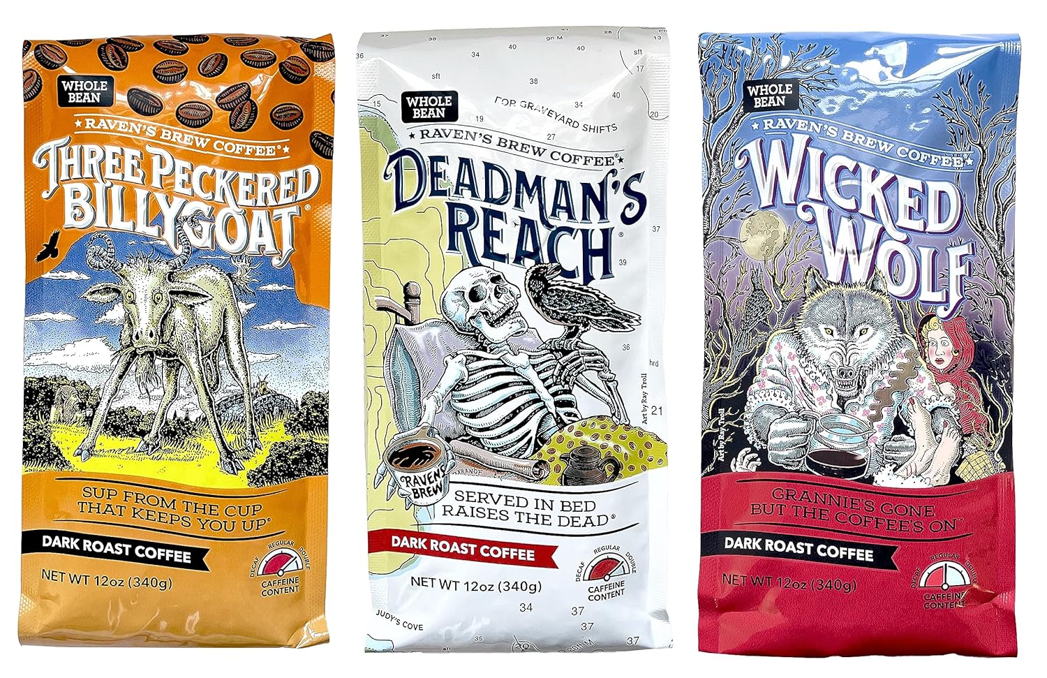 Raven's Brew Whole Bean Coffee Variety Pack - 3 Flavors to Enjoy