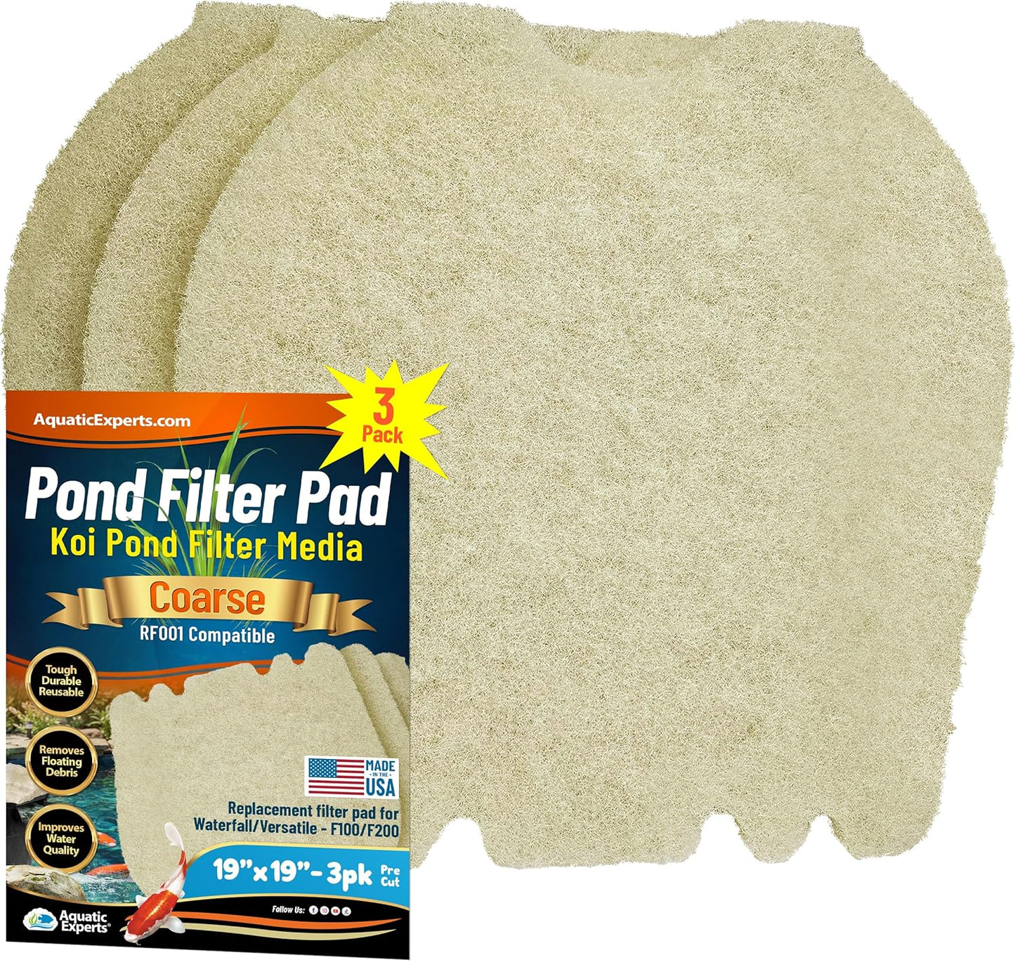 Aquatic Experts Beige COARSE Pond Filter Pad for Koi Ponds