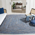Cape Cod 6 ft x 9 ft Blue/Natural Boho Jute & Cotton Rug - Durable