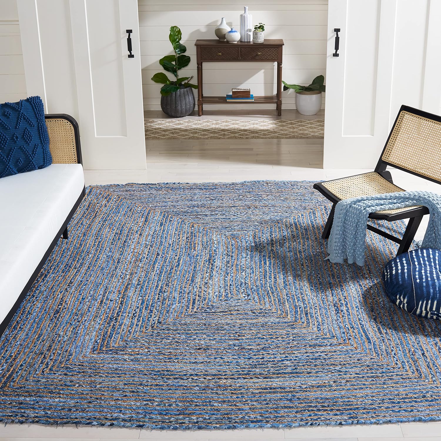 Handmade Boho Braided Jute & Cotton Area Rug for Any Room