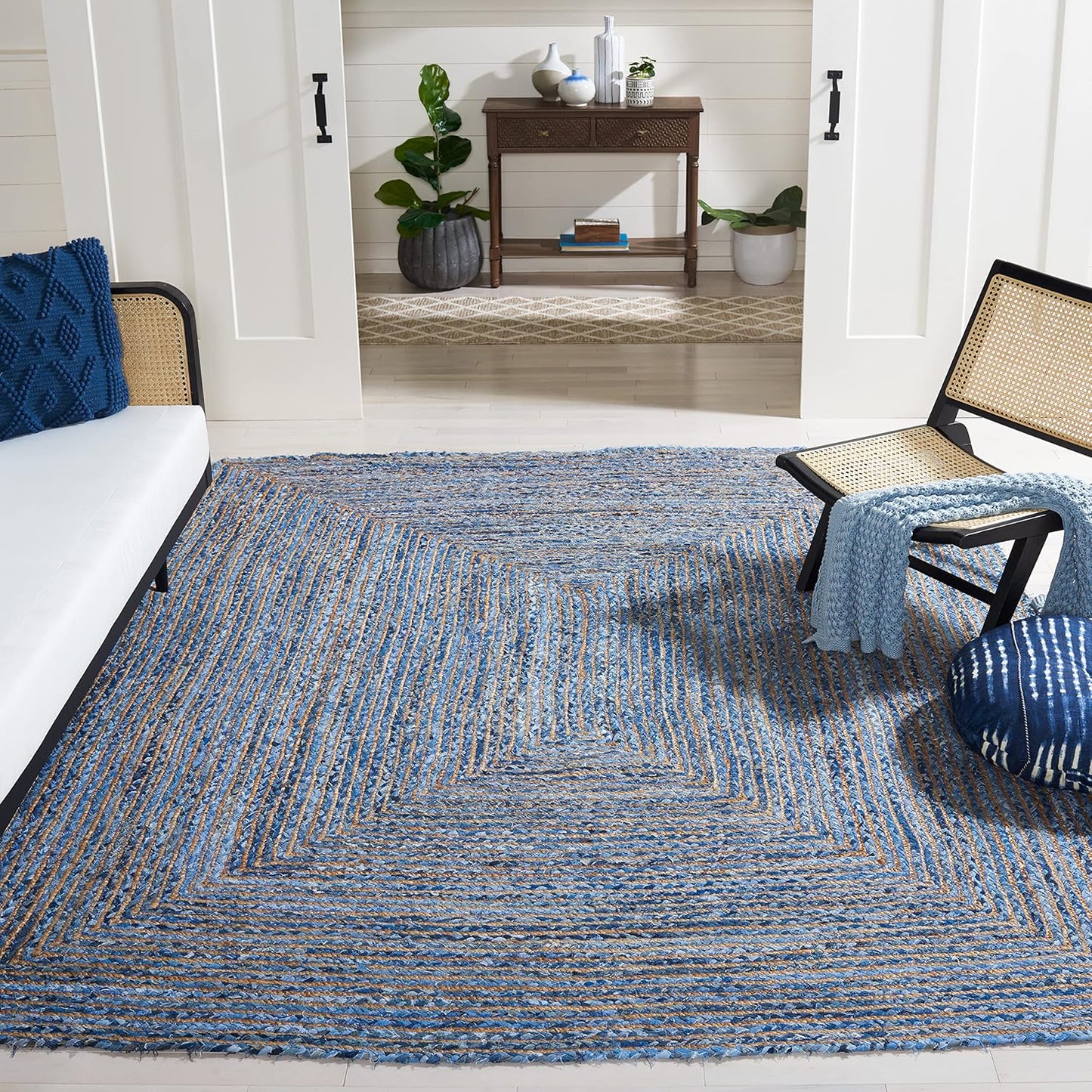 Handmade Jute & Cotton Area Rug 9x12 - Cape Cod Collection