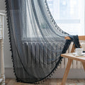 Black Boho Curtain for Halloween Decor - Sheer Crochet Lace Tassel