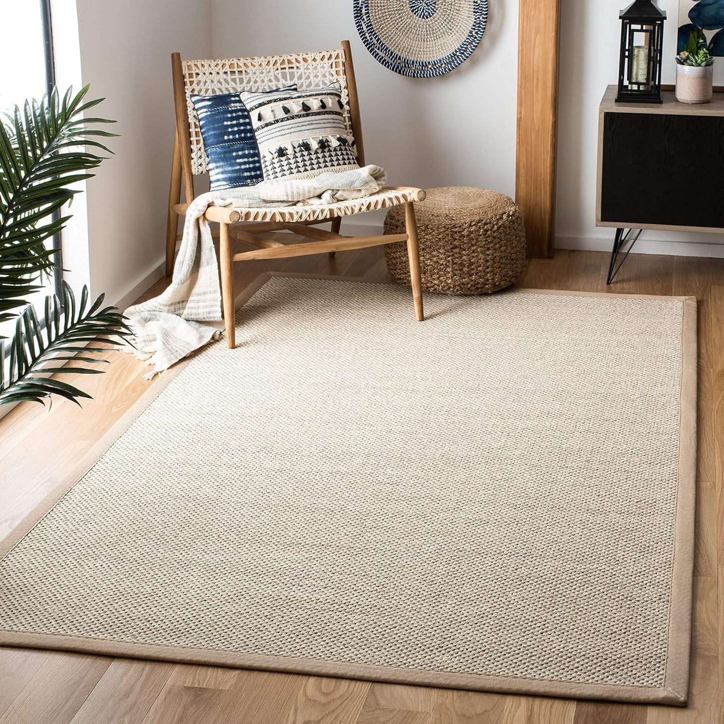 Natural Fiber Area Rug 4ft Square - Marble & Linen Color