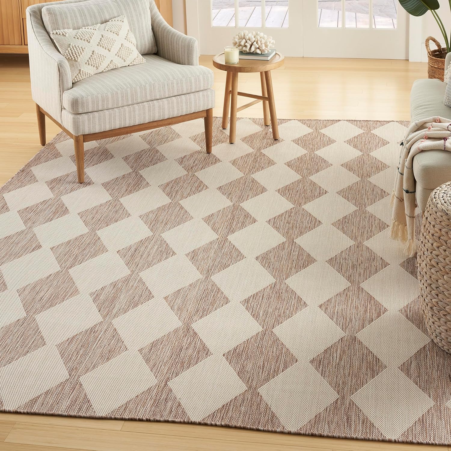 Nourison Home Positano Indoor/Outdoor Beige Area Rug 5ft x 7ft