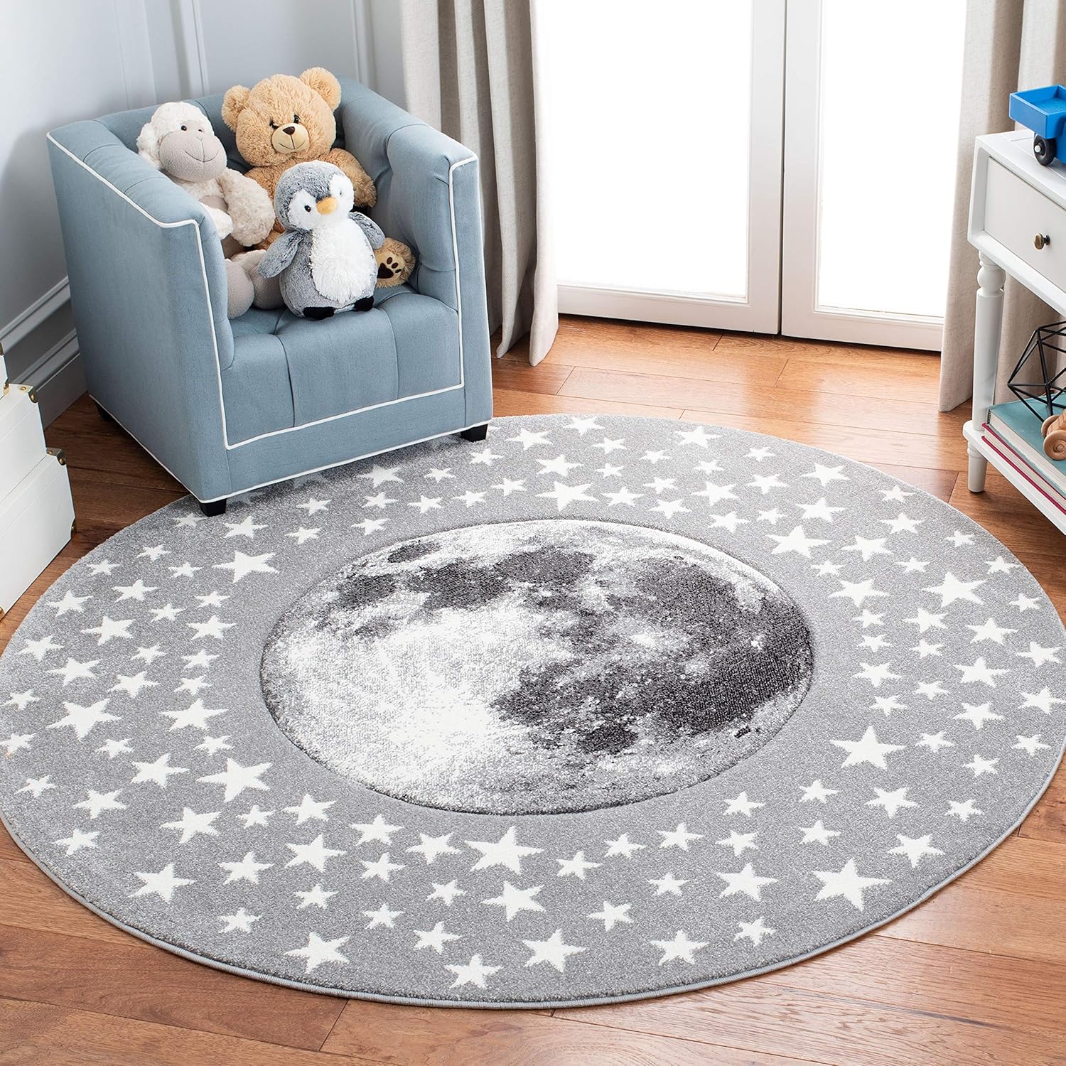 SAFAVIEH Carousel Kids Collection Area Rug - Light Grey & White