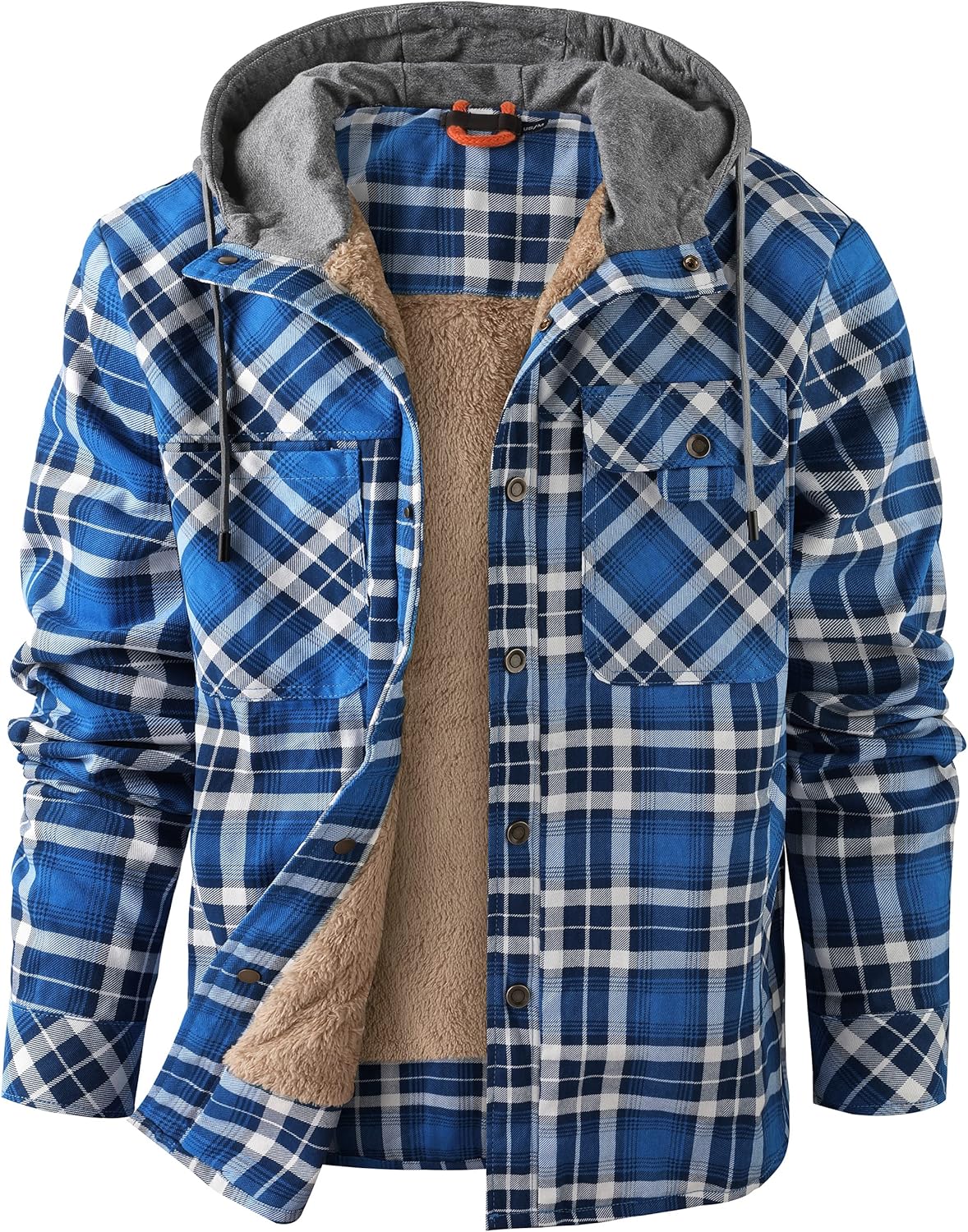 Flygo Men's Sherpa Lined Flannel Shirt Jacket for Winter Warmth
