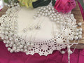White Pearls Silver Plated Wedding Lasso - Extra Long Crystal Lazo