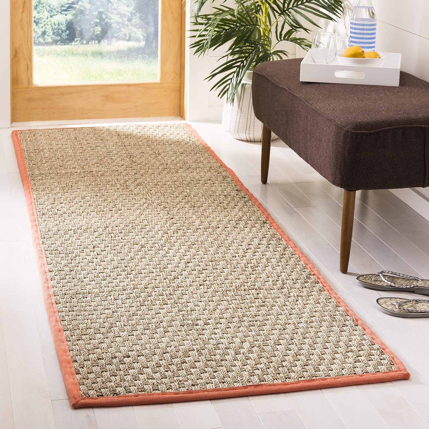 Natural Fiber Runner Rug - 2ft 6in x 8ft Seagrass Basketweave