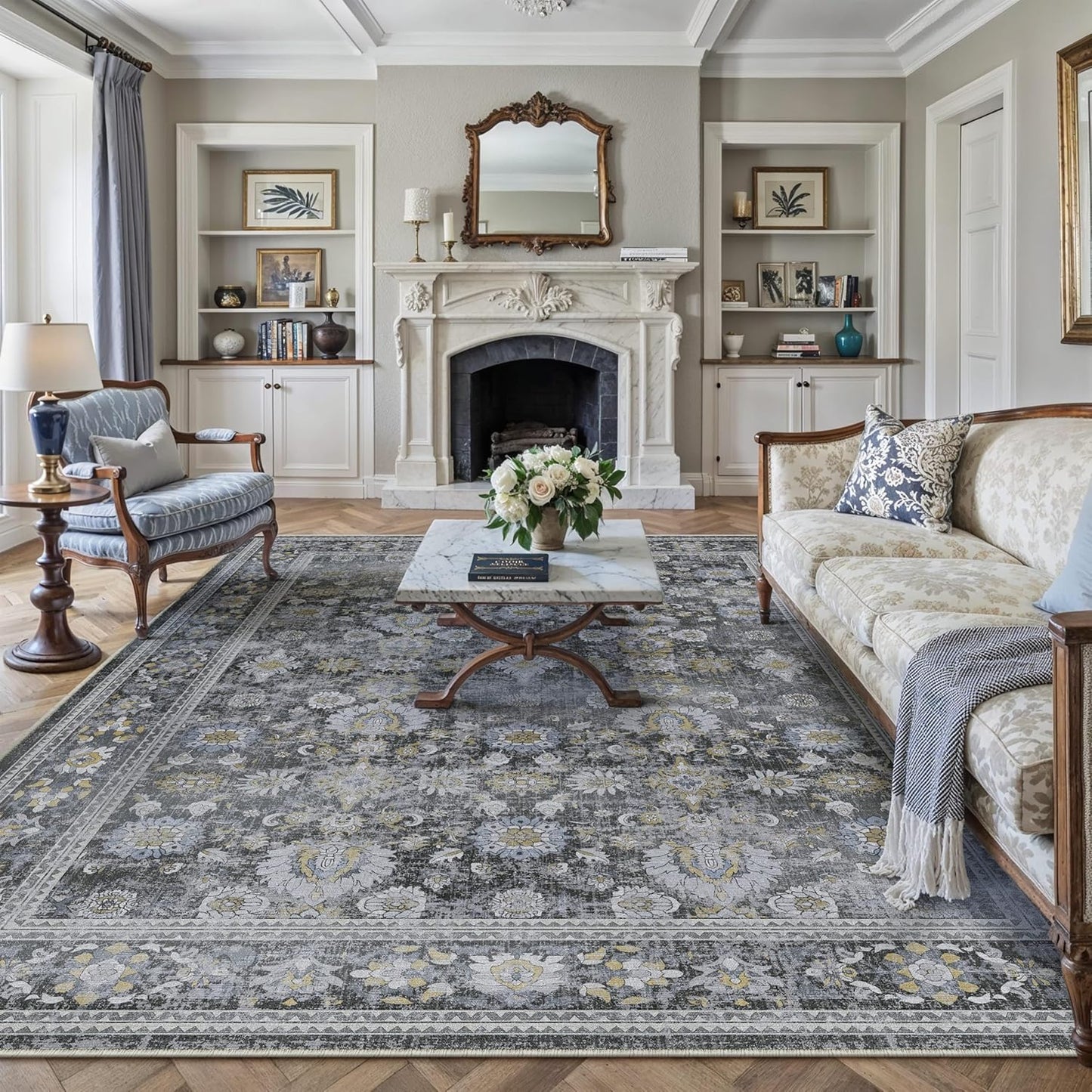 6x9 Area Rug Vintage Design Soft Lightweight Non-Slip Carpet