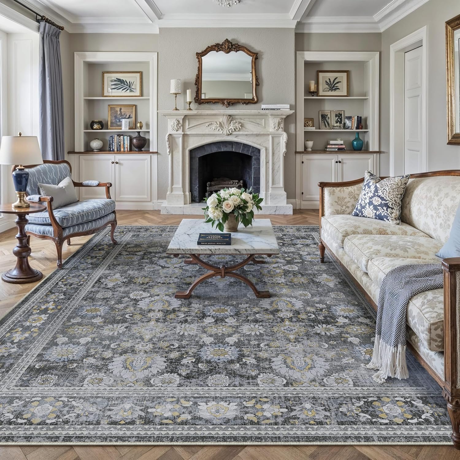 6x9 Area Rug Vintage Design Soft Lightweight Non-Slip Carpet