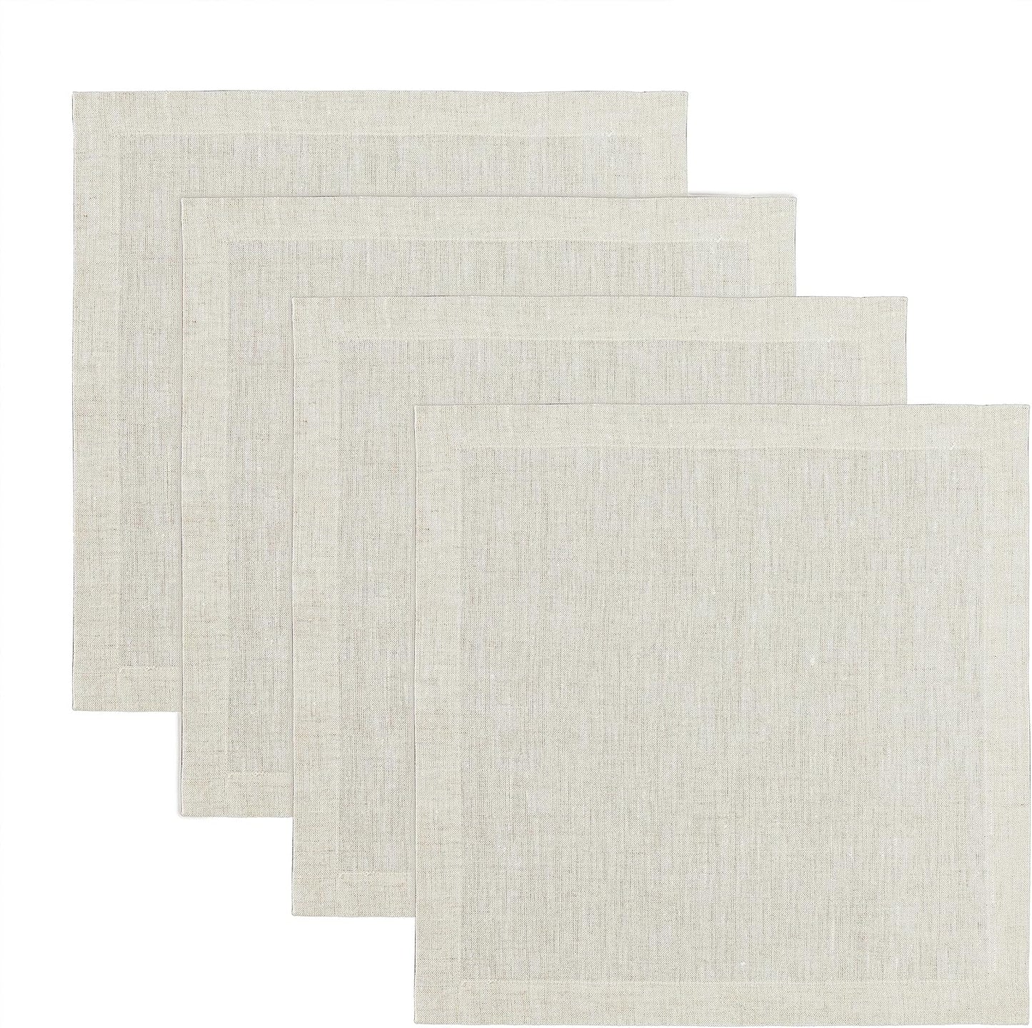 Square Placemats Set of 4 - Light Natural 14 x 14 Inch Linen