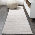 Haze Solid Low-Pile Cream Runner Rug 2x8 - Pet-Friendly, Easy-Clean