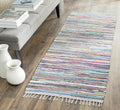 Rag Rug Runner 2ft 3in x 12ft Grey & Multi - Handmade Cotton Runner
