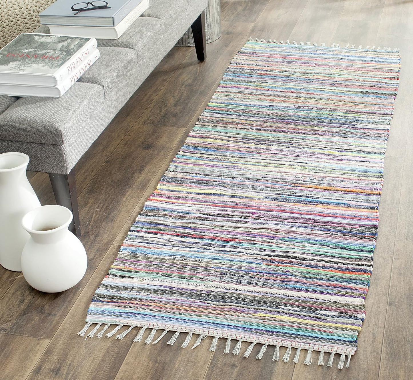 SAFAVIEH Handmade Boho Stripe Runner Rug for High Traffic Areas
