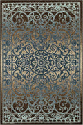 3 ft 4 x 5 ft Blue/Walnut Pelham Transitional Area Rug - Washable Non