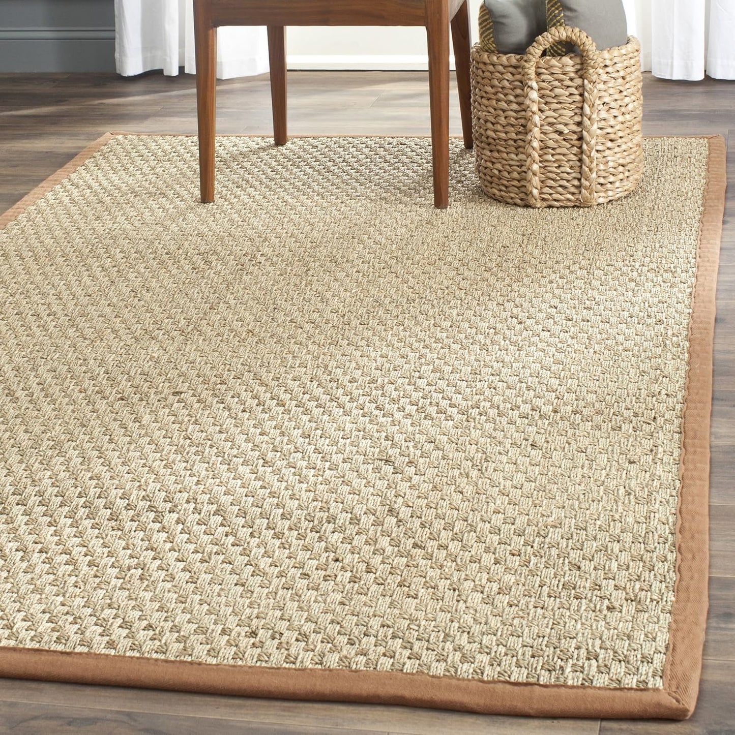 Natural Fiber Area Rug 5x8 - Seagrass Basketweave Design