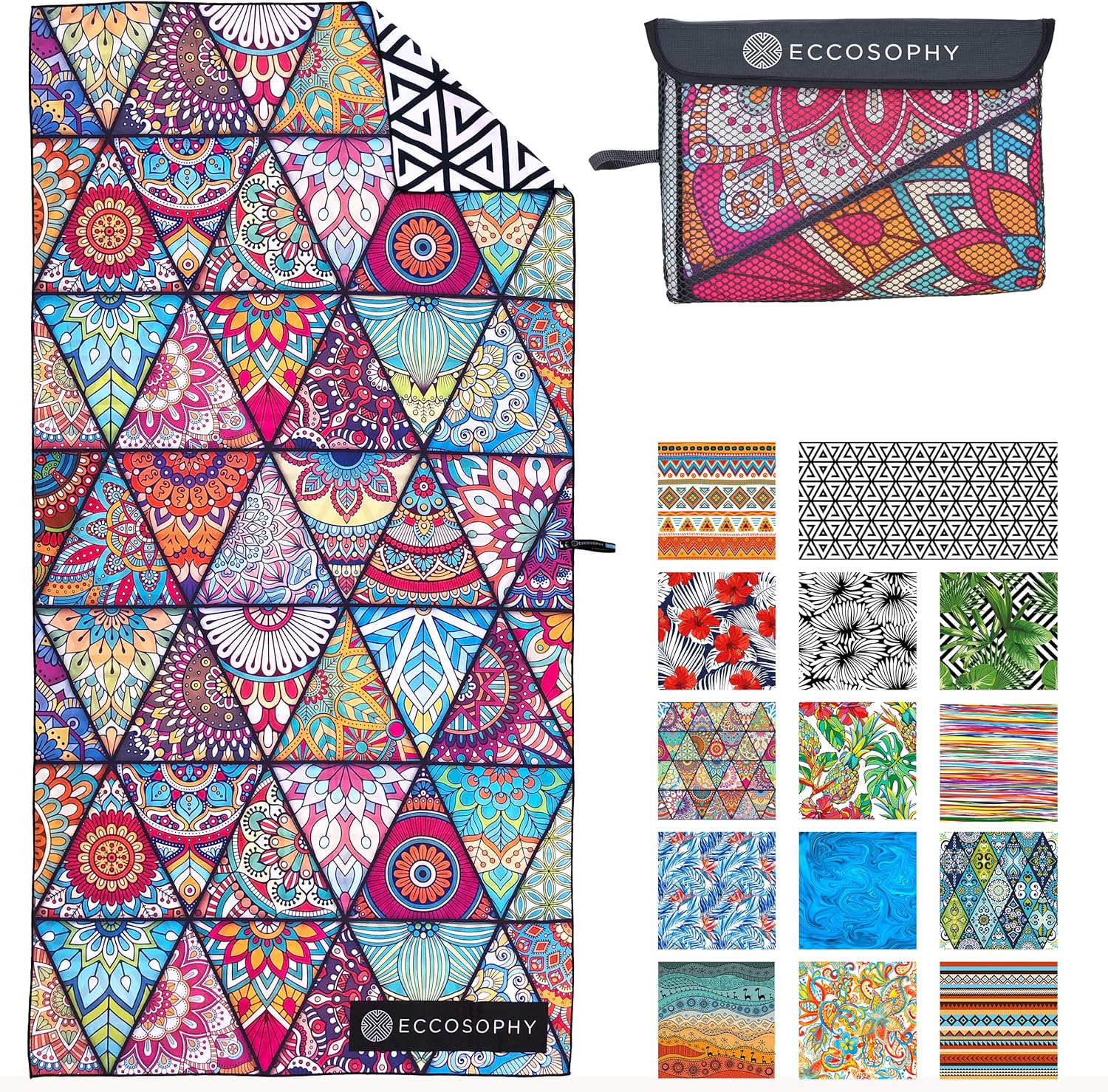 ECCOSOPHY Microfiber Beach Towel - Quick Dry and Sand Free