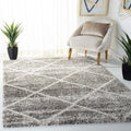 Hudson Shag Area Rug 9 ft x 12 ft - Plush Distressed Grey & Ivory