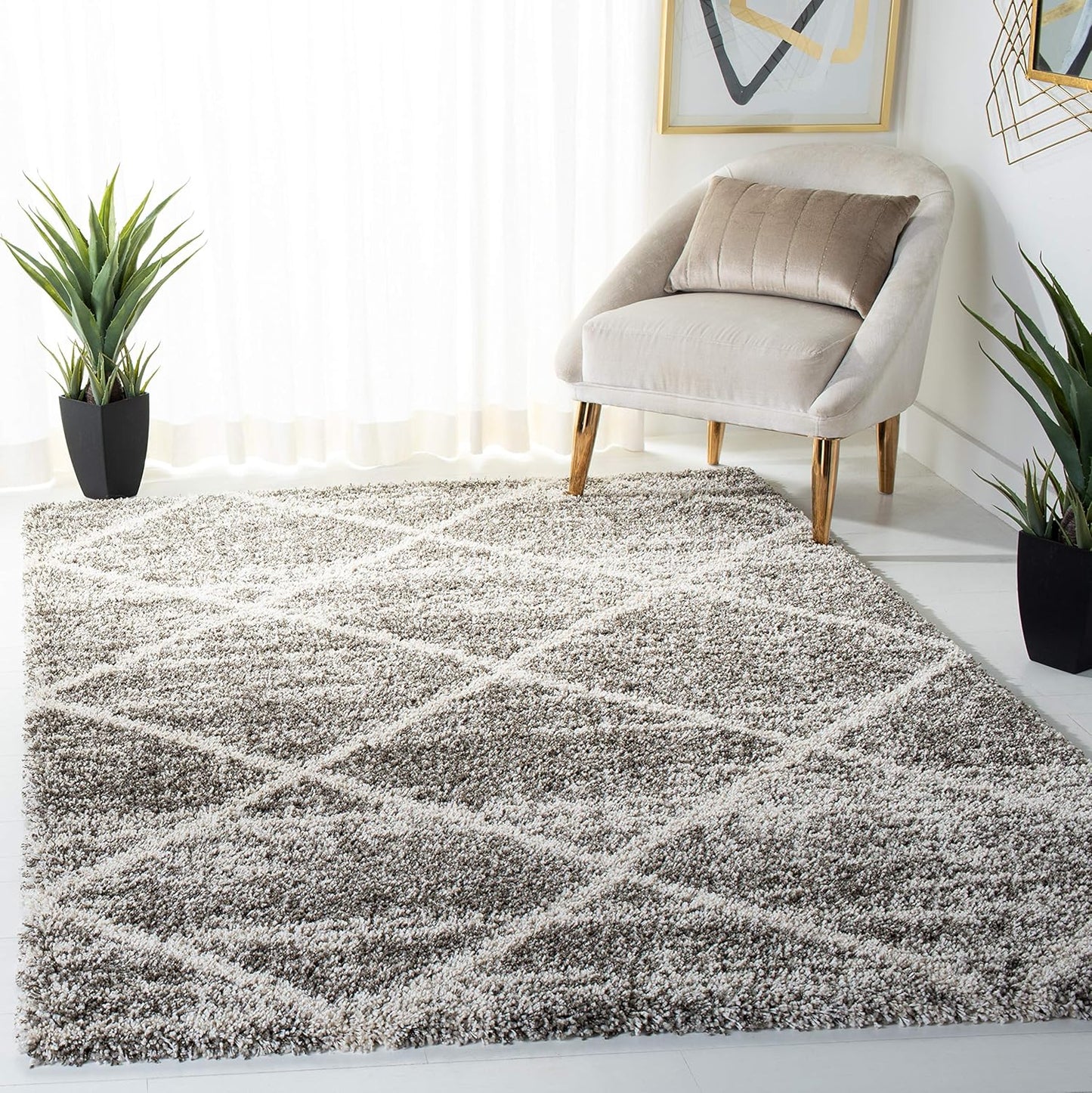 SAFAVIEH Hudson Shag Collection Area Rug - Distressed Grey 9ft x 12ft