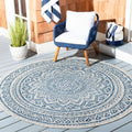 Courtyard 5ft 3in Round Outdoor Area Rug - Light Grey & Blue