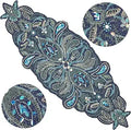 Handmade Beaded Table Runner Blue/Teal/Silver - Dazzling Holiday