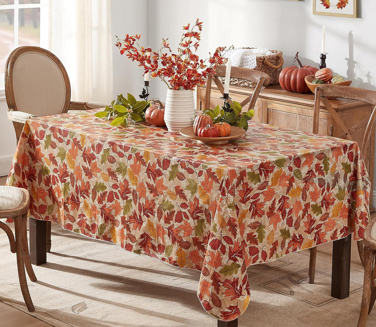 Thanksgiving Leaves are Falling Vinyl Tablecloth for Fall Dining