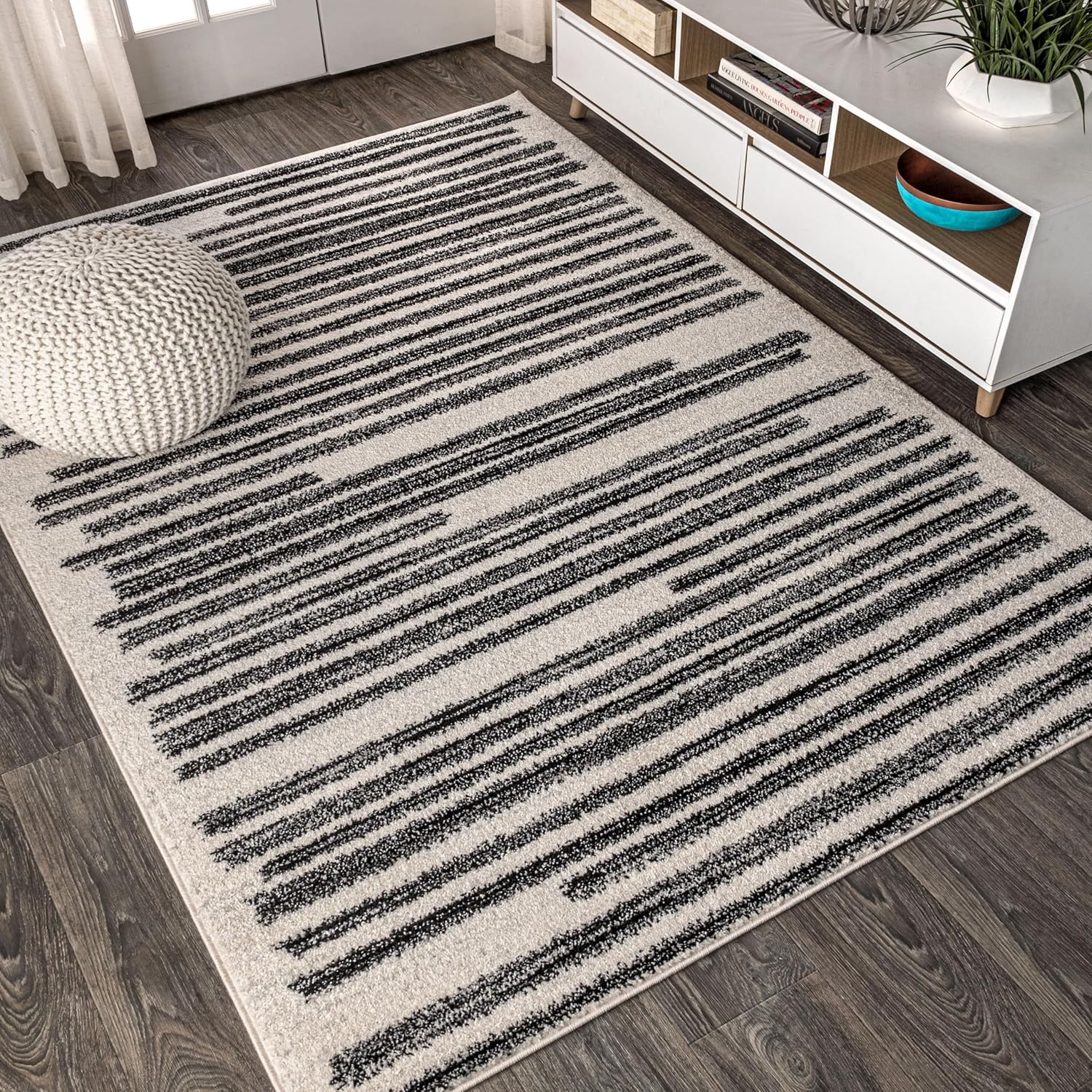 Khalil Modern Berber Stripe Indoor Area Rug for Stylish Homes