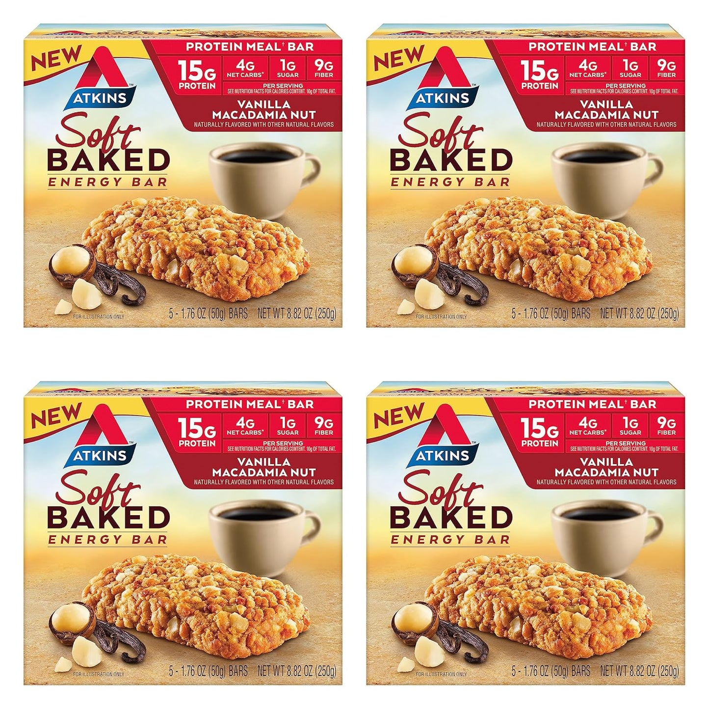 Atkins Vanilla Macadamia Nut Energy Bars - High Protein Snack