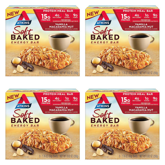 Atkins Vanilla Macadamia Nut Energy Bars - High Protein Snack
