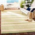 5 ft 3 in Square Beige & Sweet Pea Stripe Area Rug - Durable Outdoor