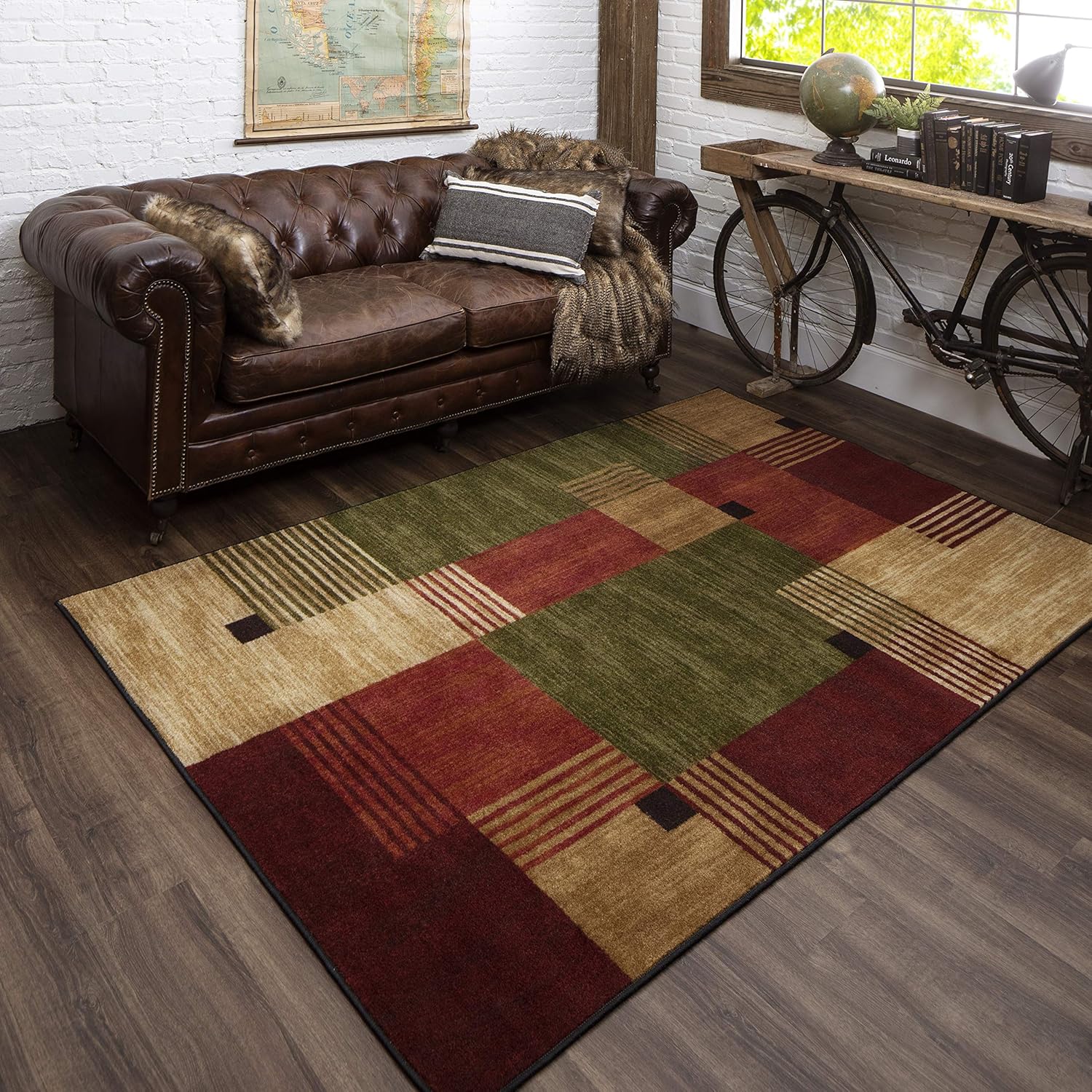 Red Geometric Area Rug - Stylish Statement Piece