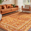 Vintage Orange Area Rug 5x7 - Soft Distressed Washable Rug